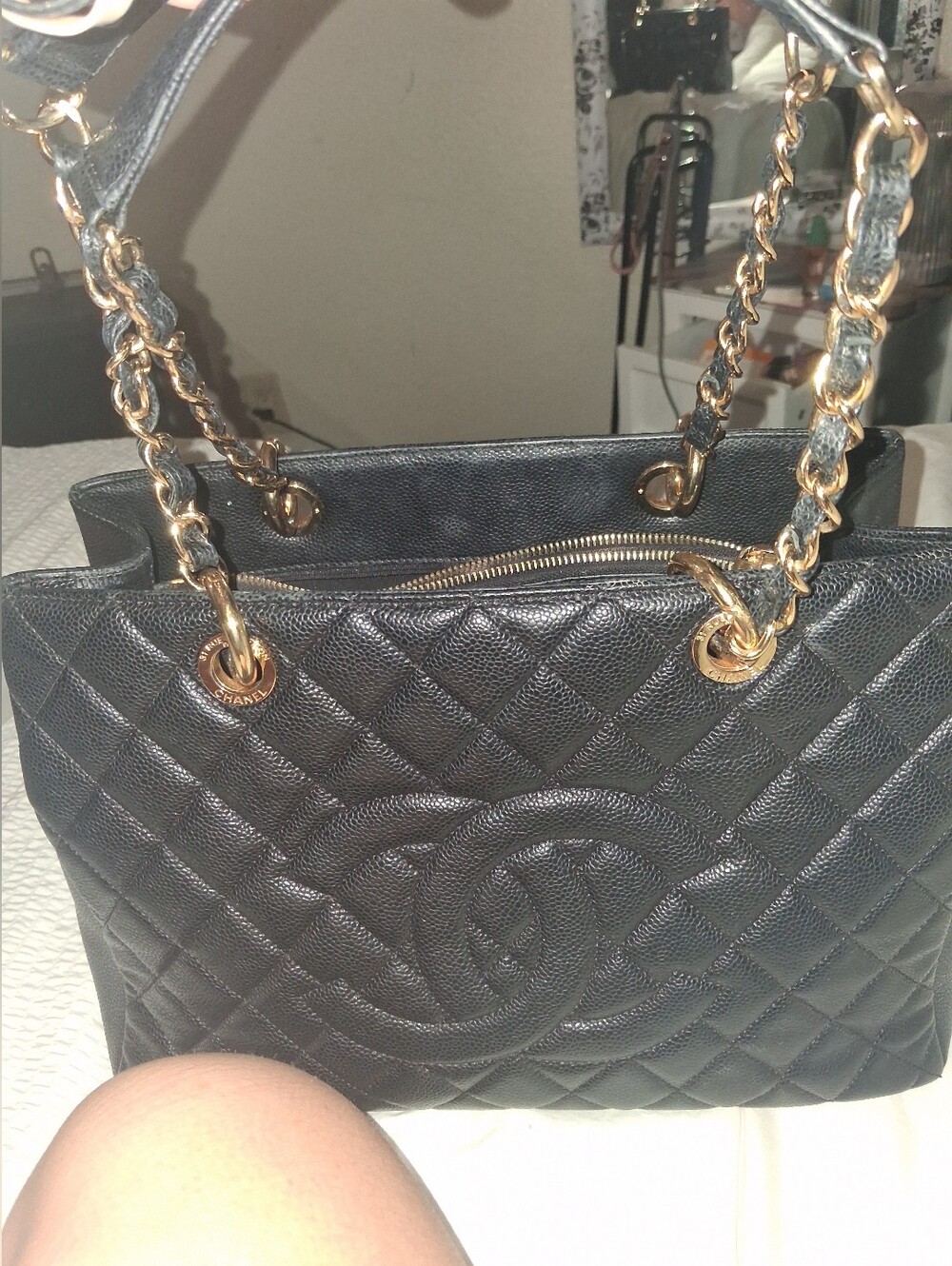 CHANEL CAVIAR QUILTED GRAND SHOPPING TOTE GST BLACK